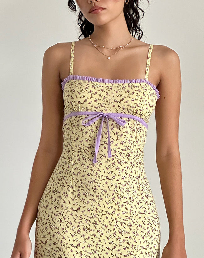 Image of Isaure Midi Dress in Flowing Flower Yellow