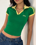 Image of Isda Top in Bush Green with Lemonade Binding