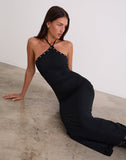Image of Ishikawa Asymmetrical Maxi Dress with Eyelets in Black