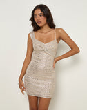 Image of Iskaya Frill Mini Dress in Sequin Neutral