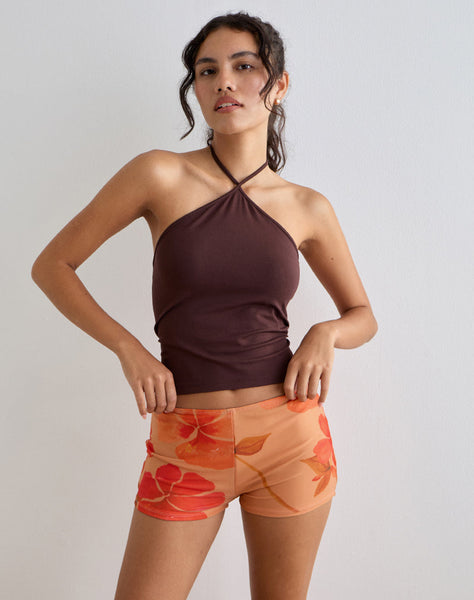 Image of Istora Shorts in Watercolour Hibiscus Orange
