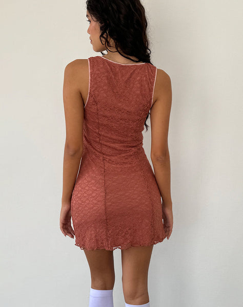 Image of Itzy Lace Mini Dress in Withered Rose