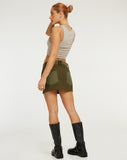 image of Ivette Mini Skirt in Dark Olive Khaki