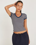 Image of Izolde Tee in Grey Navy Sporty Micro Spot