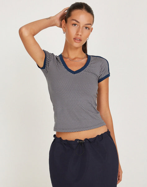 Image of Izolde Tee in Grey Navy Sporty Micro Spot