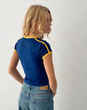 Image of Izolde Tee in Navy with Mustard Binding and M Embroidery