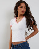 image of Izolde Tee in White with Pink M Embroidery