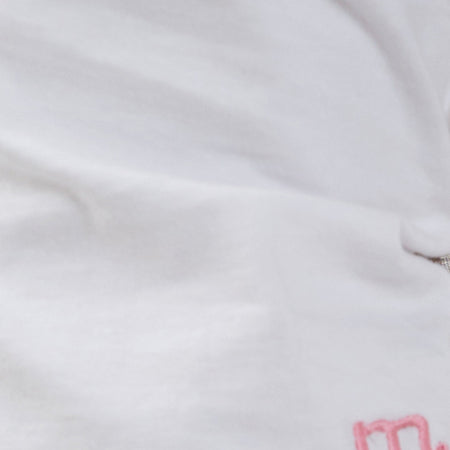 Izolde Baby Tee in White with Pink M Embroidery