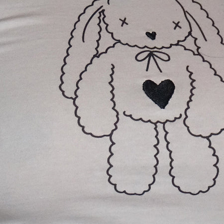 MOTEL X Toni Agost Tattoo Izzy Tee in White with Heart Bunny Motif