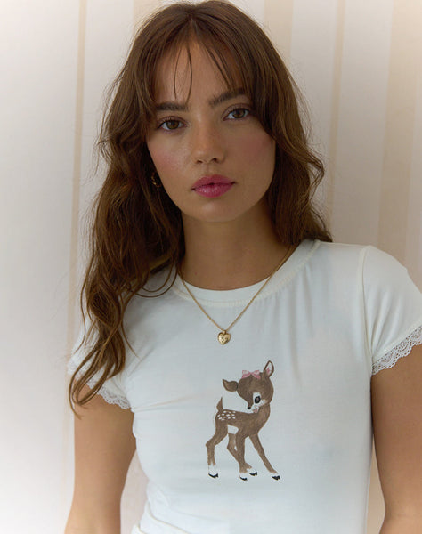 Image of Izzy Top in Off White Deer Print