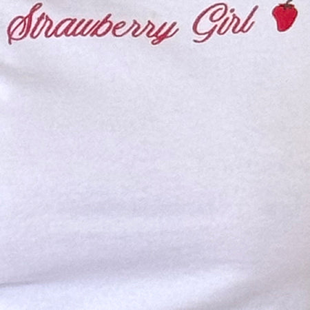 Izzy Top in White Strawberry Girl Script