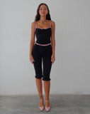 Image of Idalia Corset Top in Black with Pink Mesh Ruffle