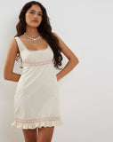 Image of Jacena Lace Trim Mini Dress in Ivory