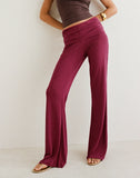 Image of Jacita Low Rise Trousers in Cupro Burgundy