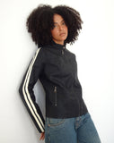 Image of Jacquie Zip Up Biker Jacket in PU Black