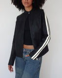 Image of MOTEL X JACQUIE Jacquie Zip Up Biker Jacket in PU Black with White Stripe