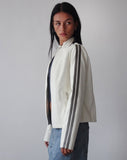 Image of Jacquie Zip Up Jacket in PU Cream with Brown Stripe