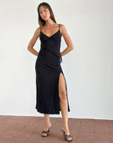 image of Jacy Ruffle Midi Dress in Mesh Black