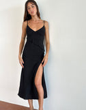 image of Jacy Ruffle Midi Dress in Mesh Black