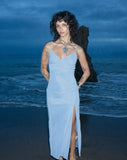 Image of Jacy Ruffle Midi Dress in Mesh Blue