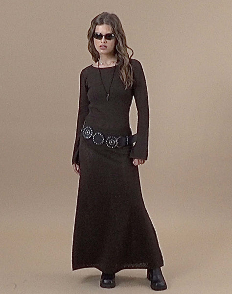 image of Jadie Long Sleeve Maxi Dress in Coffee