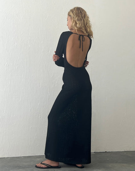 Image of Jadie Open Back Maxi Dress in Black