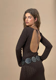 image of Jadie Long Sleeve Maxi Dress in Coffee