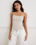 Image of Jalari Eyelet Cami Top in Knit Oatmeal