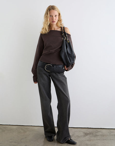 Image of Jalira Asymmetric Jumper in Brown