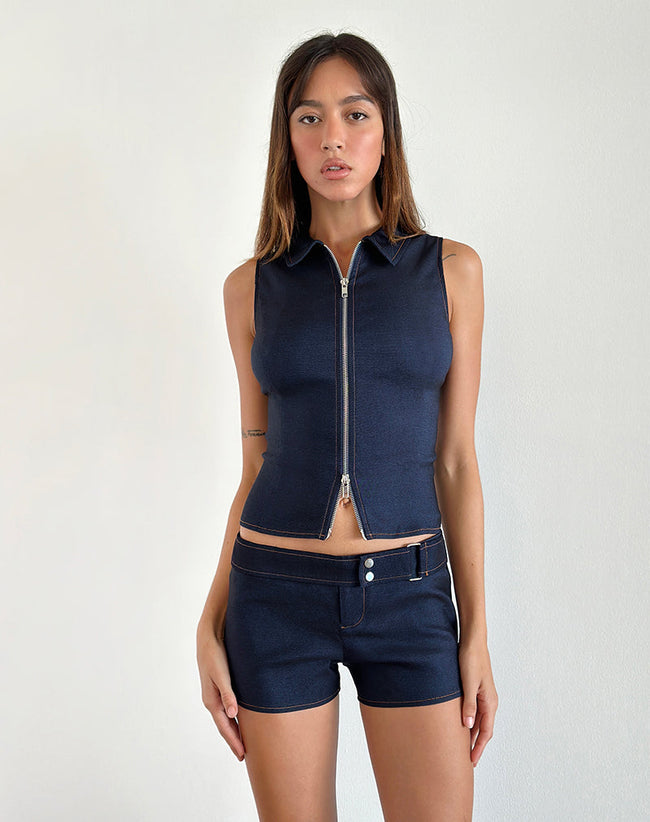 Image of Jarli Hot Pants in Chambray Denim