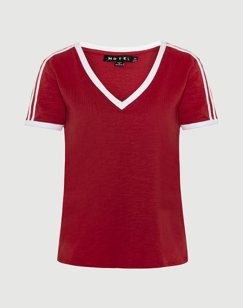 Image of Janan Top in Adrenaline Red with White Binding