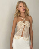 Image of Janar Halterneck Top in Beige Dainty Floral Flock