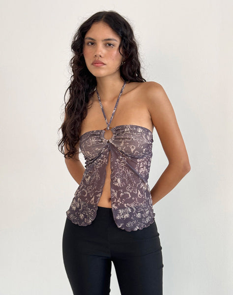 Image of Janar Top in Batik Botanical Brown