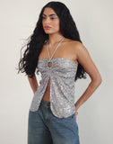 Image of Janar Halterneck Top in Gauzy Sequin Silver