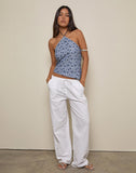 Image of Janisa Halterneck Top in Blue Striped Flowers
