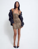 Image of Janora Bodycon Mini Dress in Brown Snake Print