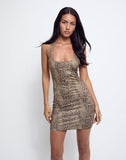 Image of Janora Bodycon Mini Dress in Brown Snake Print