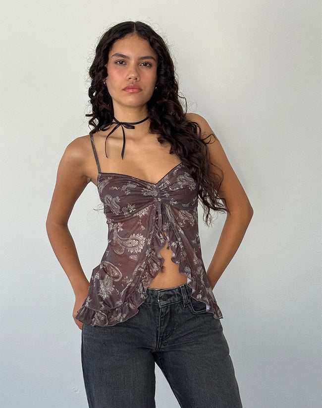 Image of Jaraga Butterfly Top in Tonal Black Paisley