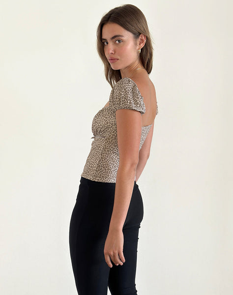 Image of Jarji Blouse in Dainty Leopard Light Brown