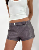 Image of Jarli Hot Pants in Distressed PU Washed Plum
