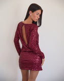 Image of Jasilia Long Sleeve Mini Dress in Gauzy Sequin Red