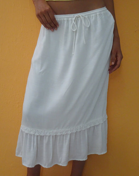 Image of Kokies Frill Hem Midi Skirt in White