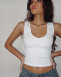 Image of Jastio Vest Top in White Ribbed Jersey