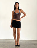 Image of Jastiya Top in Brown with Nantucket Blue Binding