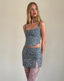 Image of Pravara Mini Skirt in Blue Ornate Print