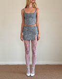 Image of Pravara Mini Skirt in Blue Ornate Print