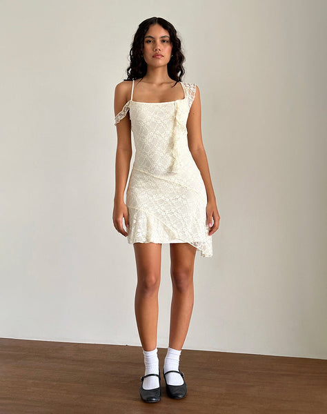 Image of Jati Mini Dress in Off White Canina Rose Lace