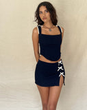 Image of Yitra Bow Mini Skirt in Dark Indigo