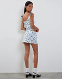 Image of Yatri Mini Skirt in a Blue and White Ribbon Print