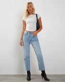 Image of Mid Rise Straight Leg Jeans in Bleach Denim